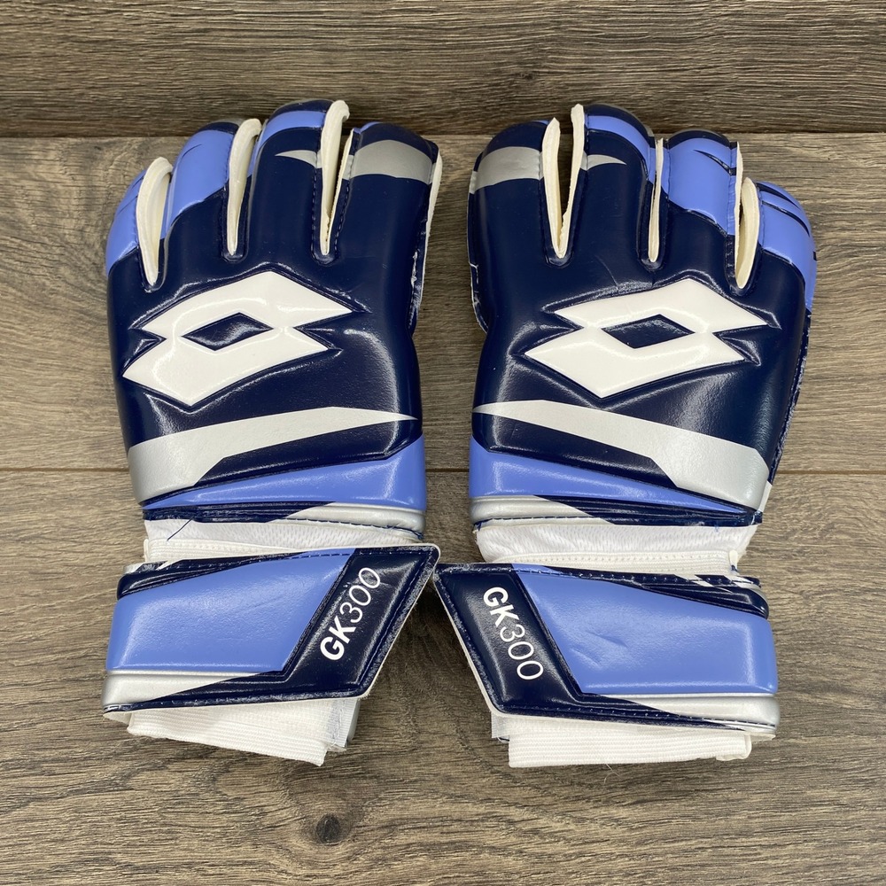 Lotto GK300 Goalkeeper Gloves Navy Blue Silver White Soccer Football Size 10